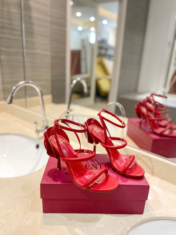 VLTN 26s Atelier Rose Sandals Red Leather 985380