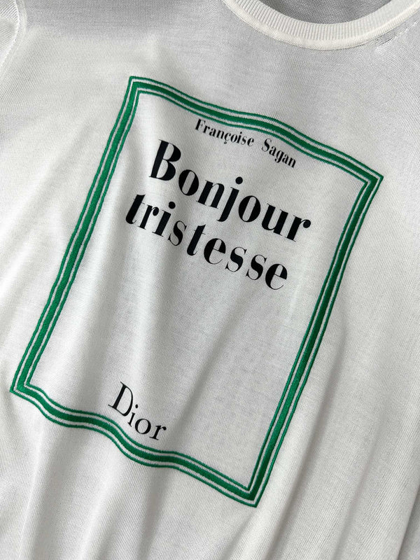 CD Book Cover Short-Sleeved Sweater White Green Silk 349496