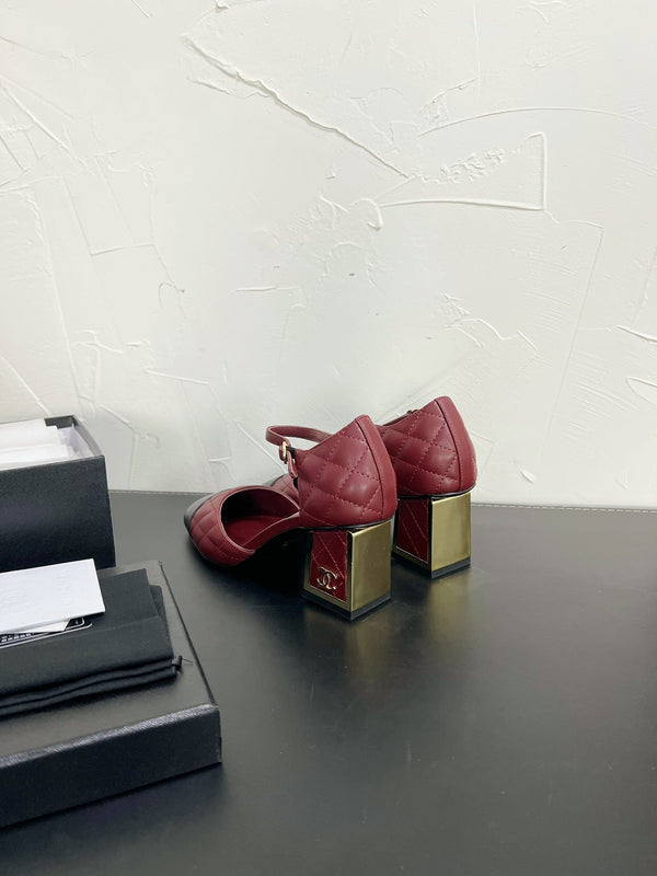 CC Mary Janes 55mm In Burgundy Mix Black Quilted Lambskin 949763