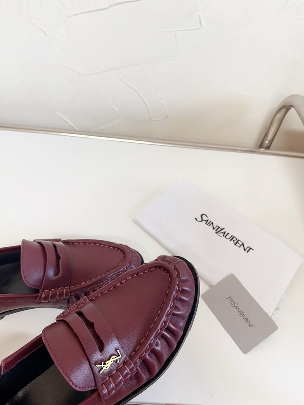 YSL Le Loafer Supple Dark Burgundy Smooth Leather