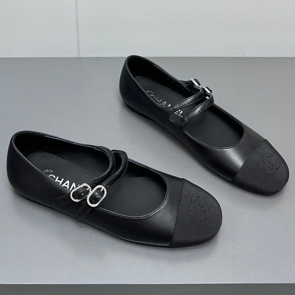 mary jane double strap black grosgrain calfskin