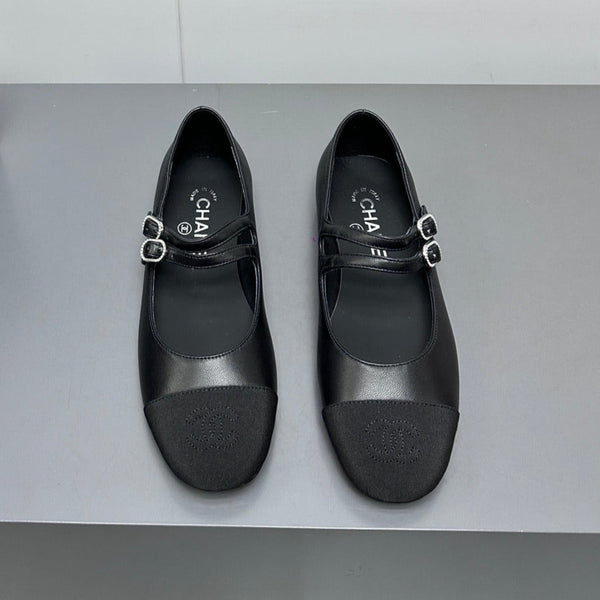 mary jane double strap black grosgrain calfskin