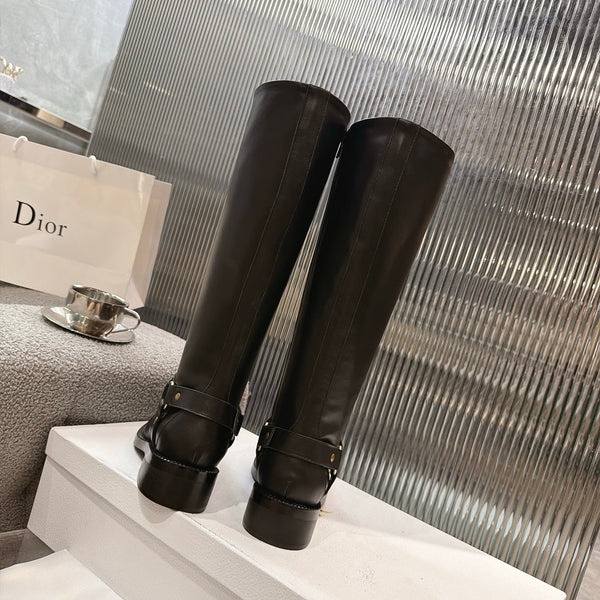 CD 26s Lace-Up Knee-High Boots Black Calfskin 924104