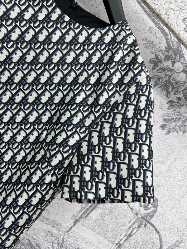 CD 25 Short-sleeved Dress Black White Cotton