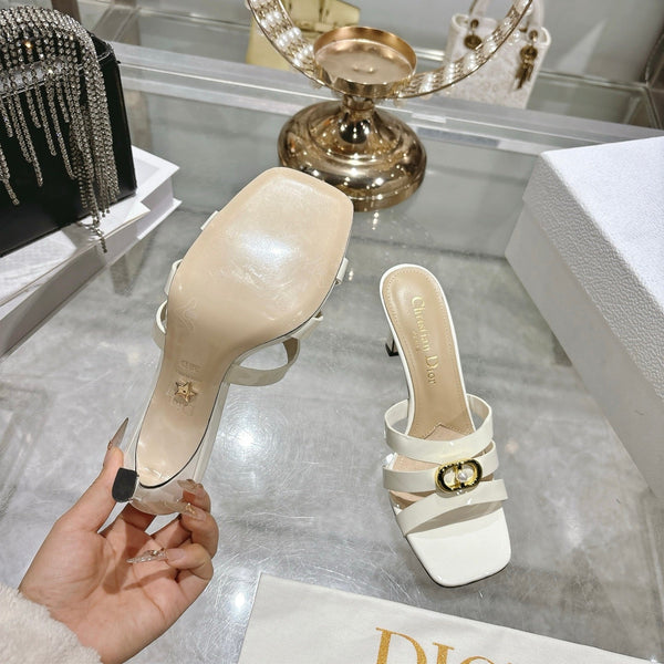 CD 26 High-Heeled Sandals 75mm White Patent Leather 592259