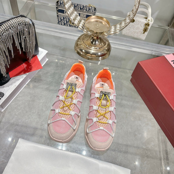 Roger Vivier Zag Sneakers Pink Lace Lambskin 679801