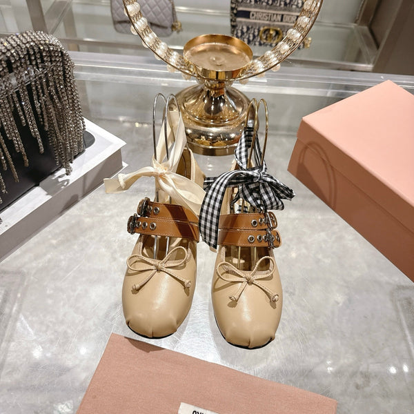 Miu 26s Ballerinas Beige Leather 679787