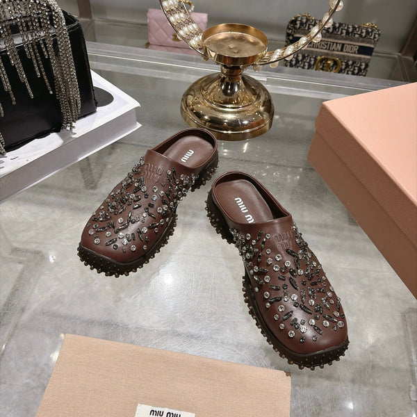 Miu Miu 2026 Embellished Studded Mule Calfskin 999598