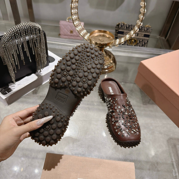 Miu Miu 2026 Embellished Studded Mule Calfskin 999598
