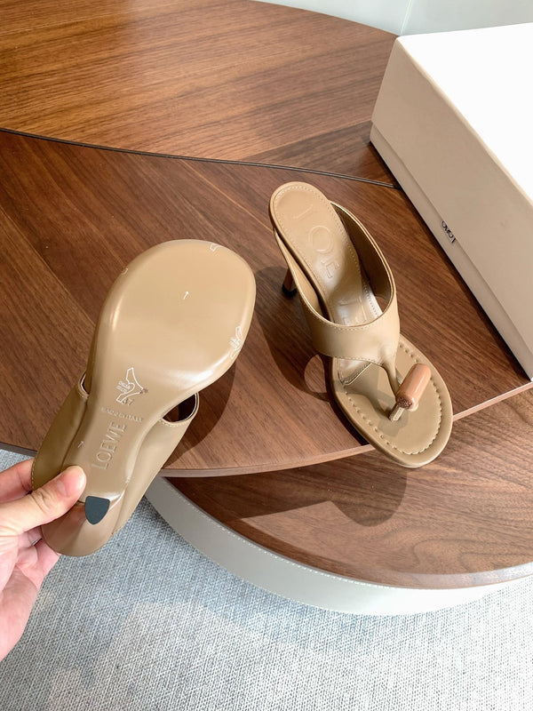 Loew Toggle Sandals 9cm Beige Leather 878022