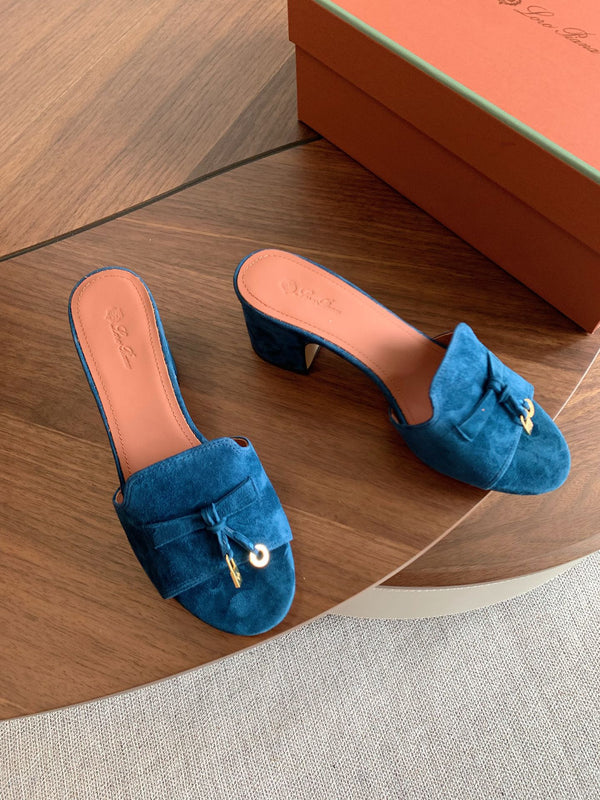 LP 26s Summer Mule Heels 60mm In Dark Blue Suede