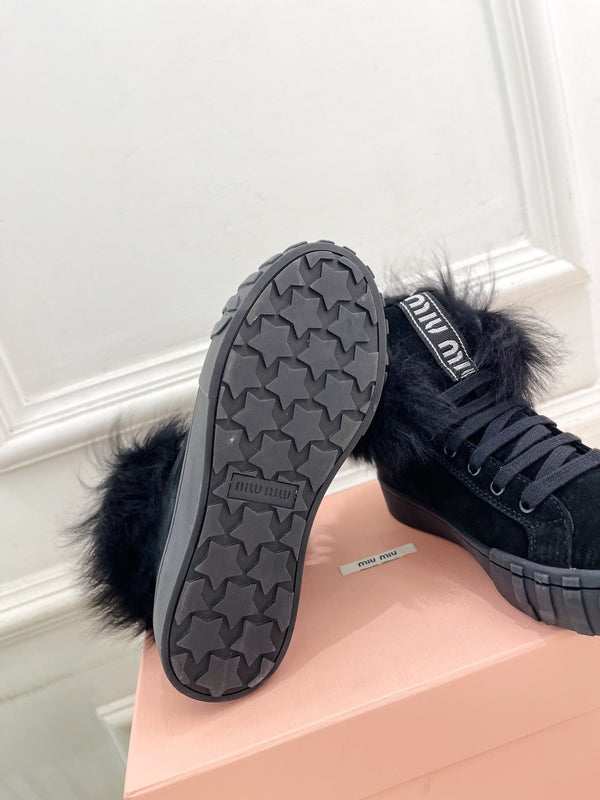 Miu Ankle Boots Black Wool