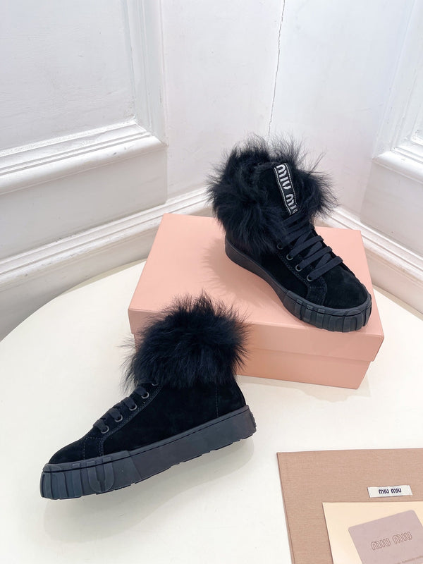 Miu Ankle Boots Black Wool