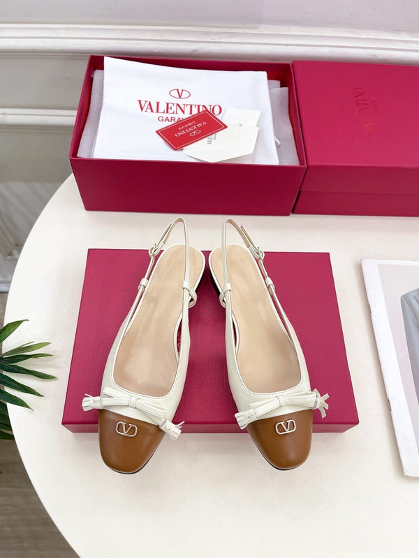 Valet Du Roi Slingback Pumps 20mm White Tan Goatskin 307482
