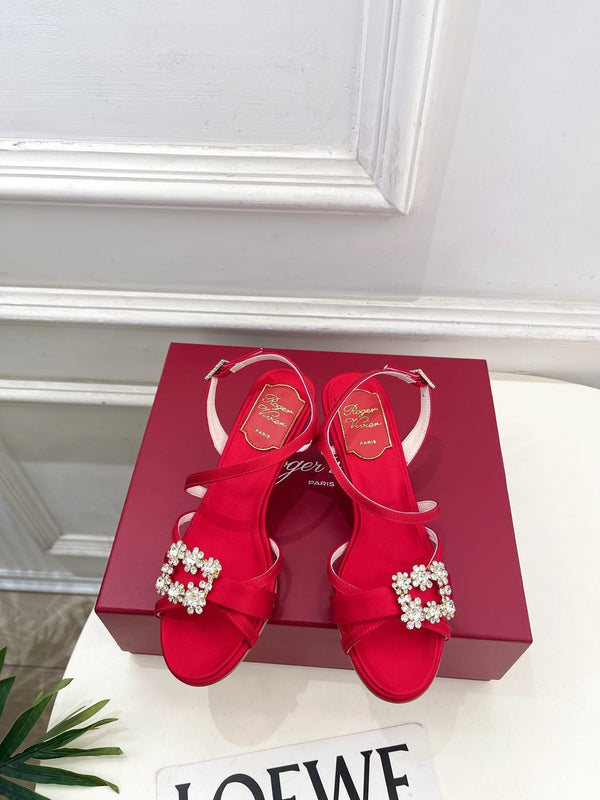 RV Efflorescence Sandals 6.5cm Red Satin 631971