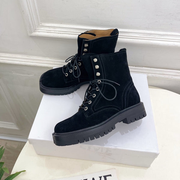 MM Tabi Lace Up Boots Black Suede 112263