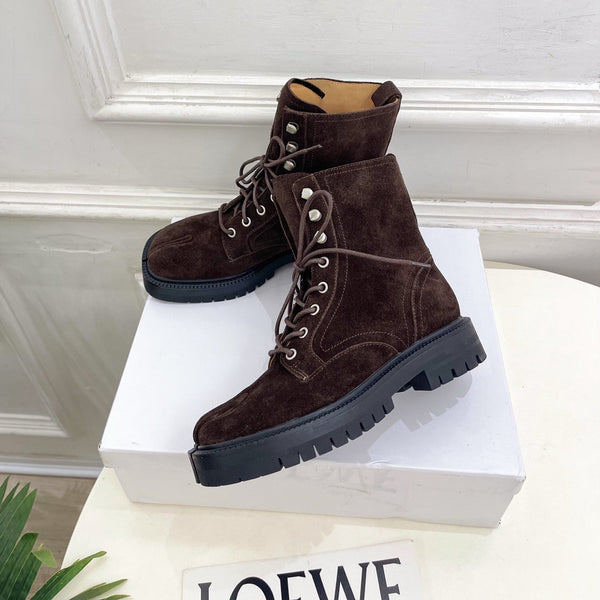MM Tabi Lace Up Boots Dark Brown Suede 112264