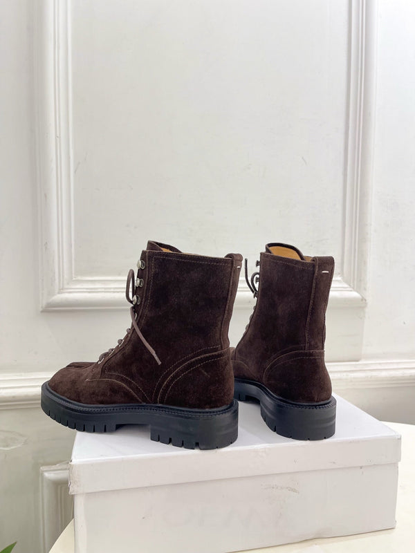 MM Tabi Lace Up Boots Dark Brown Suede 112264