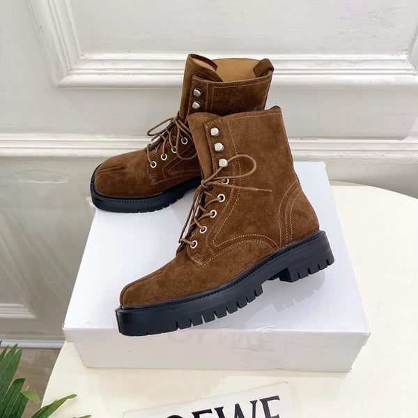 MM Tabi Lace Up Boots Tan Suede 112265