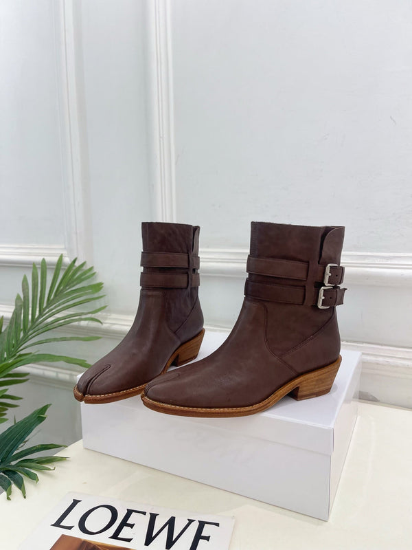 MM Tabi Ankle Boots 4cm Dark Brown Smooth Leather 112287