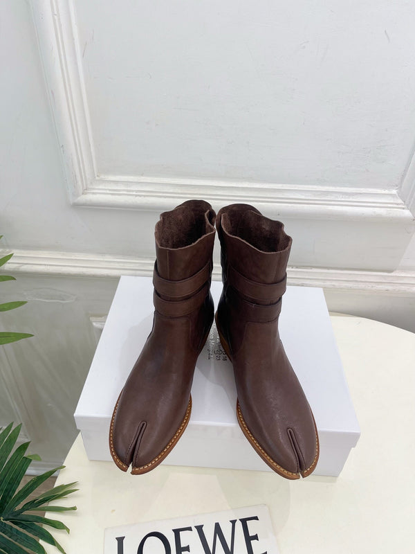 MM Tabi Ankle Boots 4cm Dark Brown Smooth Leather 112287