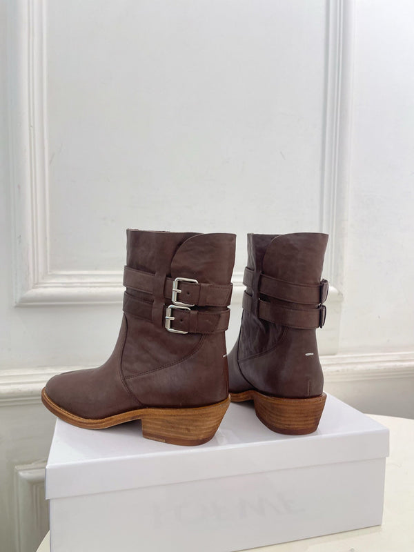 MM Tabi Ankle Boots 4cm Dark Brown Smooth Leather 112287