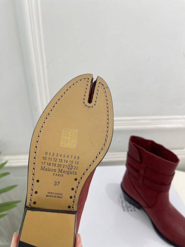 MM Tabi Ankle Boots 4cm Burgundy Smooth Leather 112289