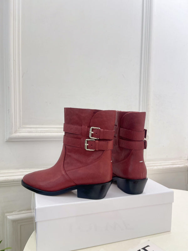 MM Tabi Ankle Boots 4cm Burgundy Smooth Leather 112289