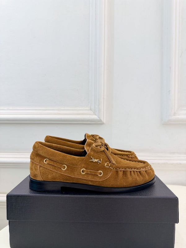 YSL Le Loafer Bateau Boat Shoes Tan Suede 112330