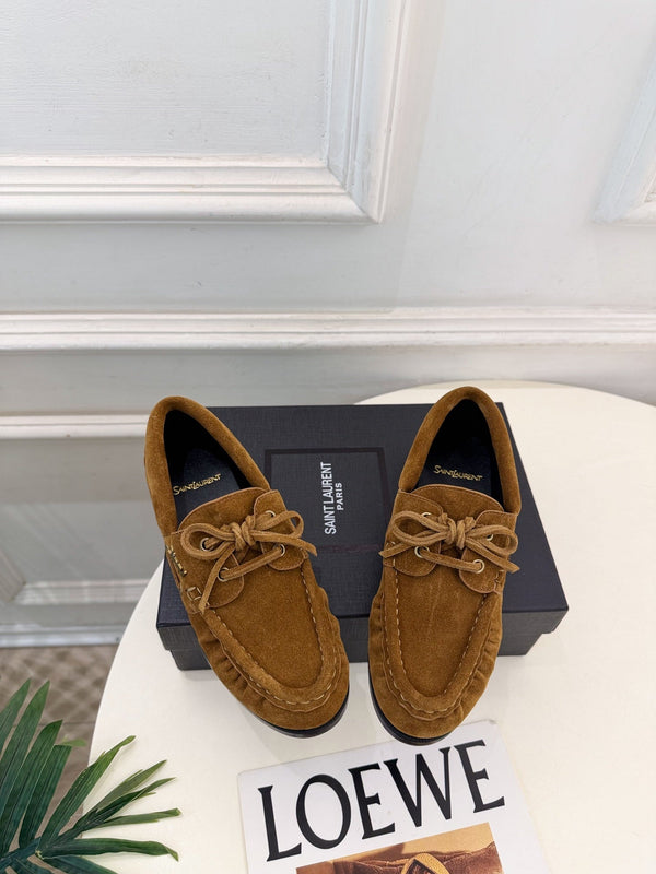 YSL Le Loafer Bateau Boat Shoes Tan Suede 112330