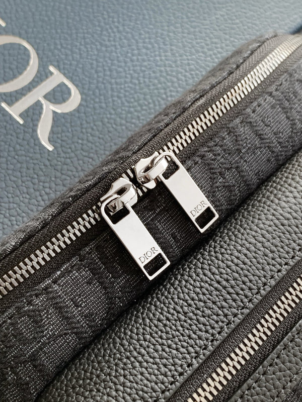 Dior Rider 2.0 Zipper Waist Bag Black Cowhide 336227