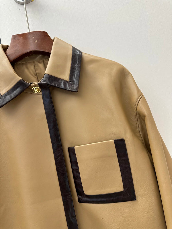 CC Pre ss2026 Jacket Beige Black Lambskin 400337