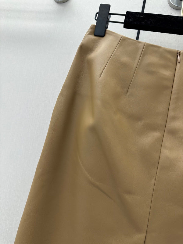 CC Pre ss2026 Skirt Beige Black Lambskin 400336