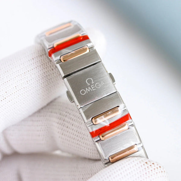 Omega Constellation 29mm Steel Rose Gold Red Dial