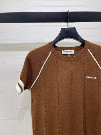 Miumiu 2026 T-shirt White Blue Brown Wool