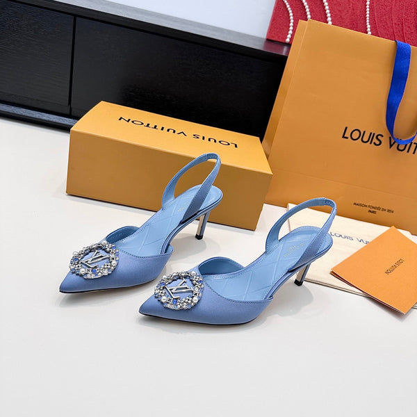 LV 26s Slingback 75 Light Blue Premium Satin 622435