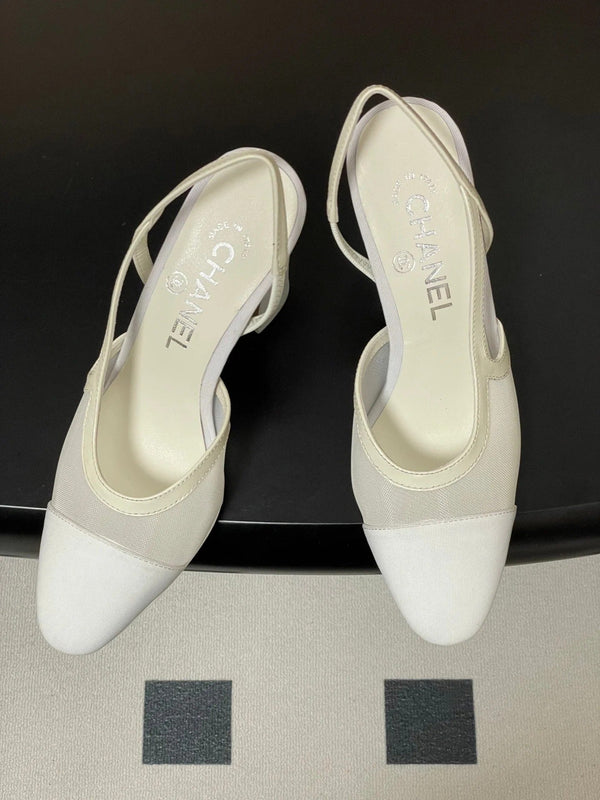 CC 26s Slingback 95 White Mesh Fabric Sheepskin 649441