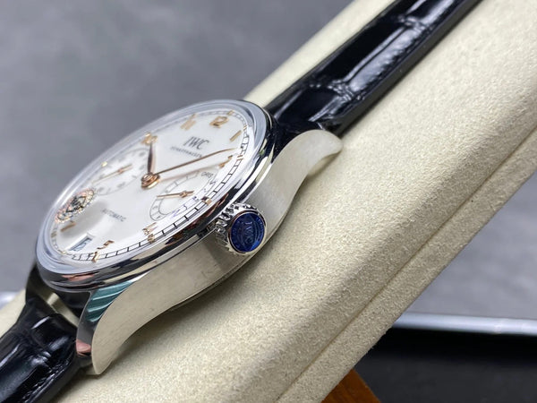 IWC Portuguese 42.4mm Cream Dial Steel Case Black Crocodile Leather Strap