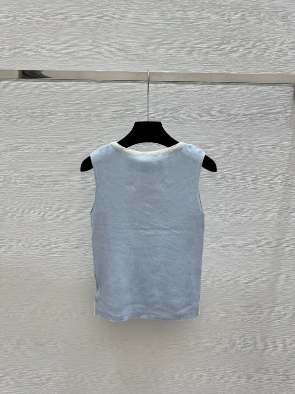 Miumiu 2026 Tank Top Blue and Gray Cotton