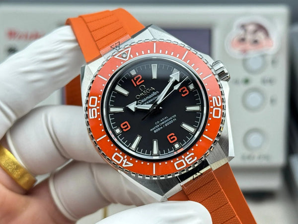 Omega Seamaster Planet Ocean 600M 42mm Steel Black Dial Orange Rubber Strap