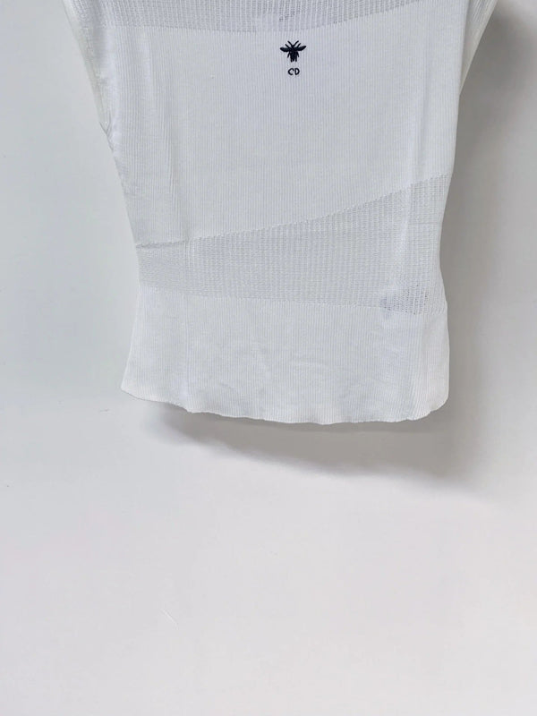 CD 2026 Vest with Logo Embellishment White Cotton 459030