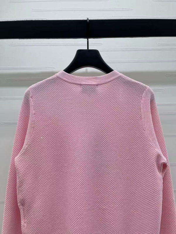 Chanel 2026 Sequined Crew Neck Knit Cardigan Silk Wool