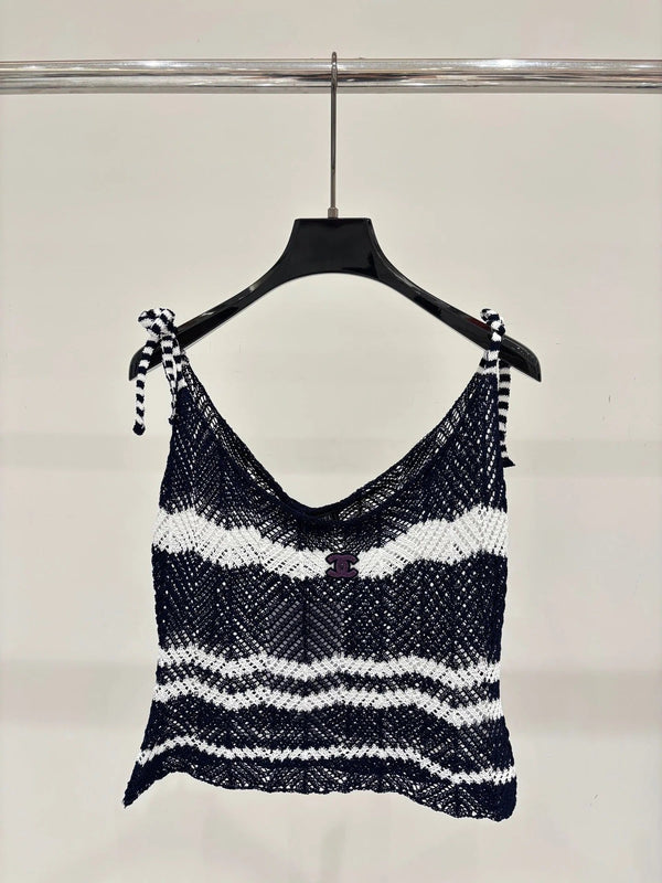 Chanel 2026 Camisole and Long Skirt Navy Blue White Wool 394716