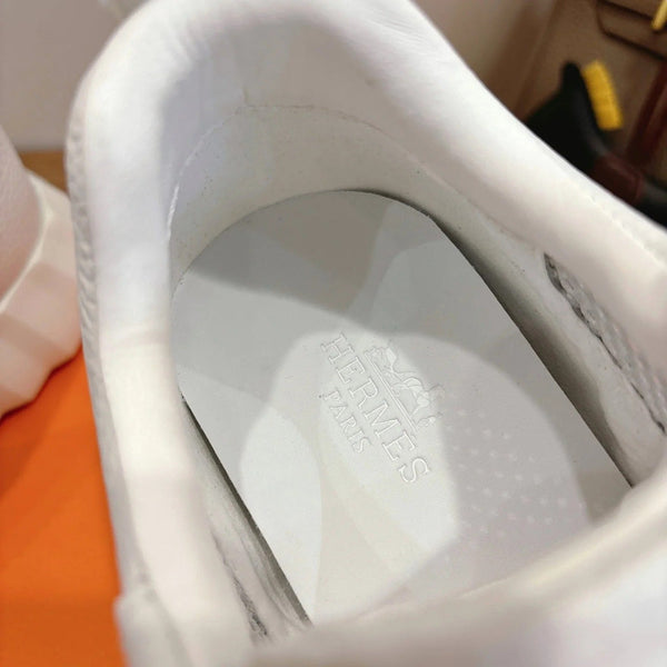 HM 26ss Sneakers White Gray Cowhide Fabric 638567