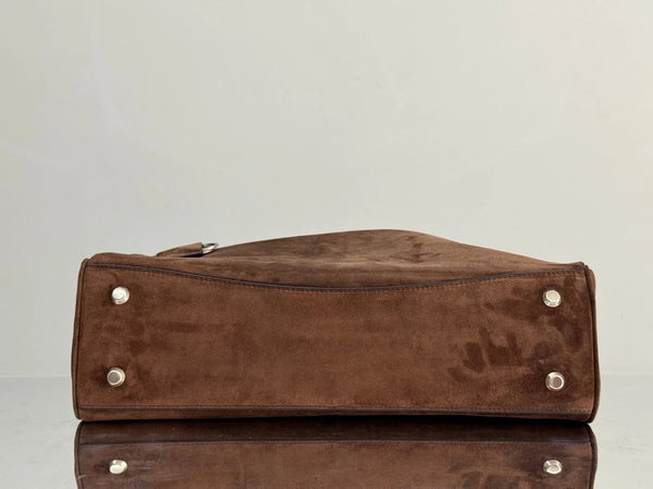 Balenciaga Large Rodeo Bag 40 Coffee Brown Suede Sliver Hardware