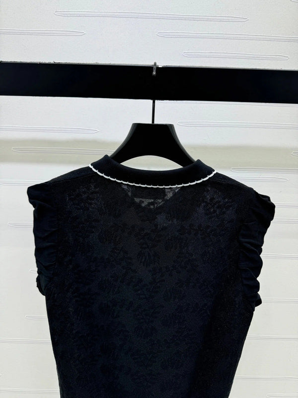 Miu 2026 Collared Jacquard Knit Vest Wool Nylon 442704