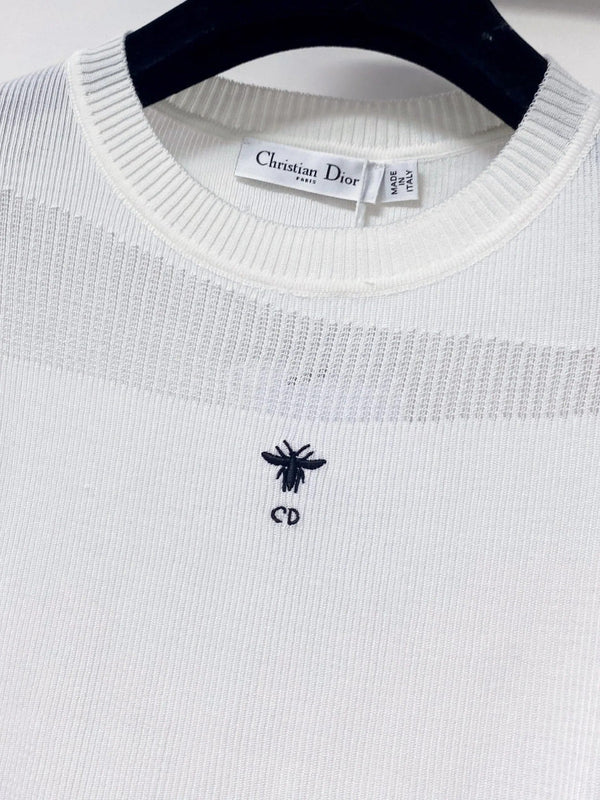 CD 2026 Vest with Logo Embellishment White Cotton 459030