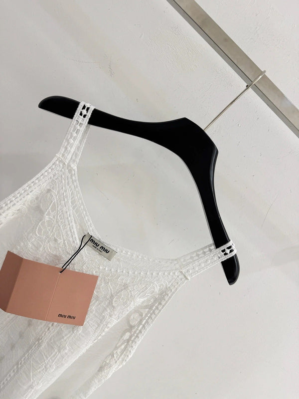 Miu 2026 Hollowed-out Camisole Lace Cotton 516679