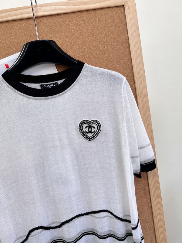 CC 2026 Knit Short-Sleeve Top White Cashmere 472931