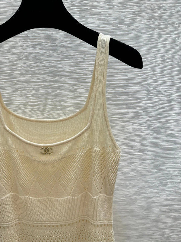 CC 2026 Round Neck Knitted Suspender Dress Yellow Linen 516040